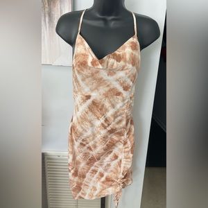 Fashion Nova Tie-Dye Shirt & Mini Dress Set- Brown and Cream